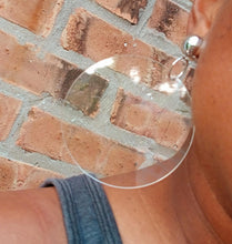 Load image into Gallery viewer, Handmade Minimalist Large clear acrylic Disc Earrings Clip on
