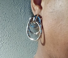 Load image into Gallery viewer, Vintage style Door knocker hoop Earrings (pierced ears) silver
