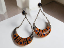 Load image into Gallery viewer, Clip On Heart  Dangle Earrings  3 inch
