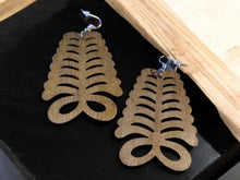Load image into Gallery viewer, Natural Wood Adinkra Symbol Earrings brown
