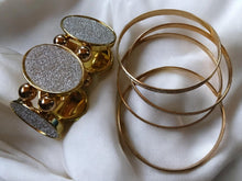 Load image into Gallery viewer, Glitter glam bracelet set of 5 gold and silver
