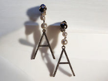 Load image into Gallery viewer, Large Rhinestone A initial Clip on Earrings

