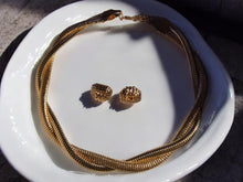 Load image into Gallery viewer, Classic Gold Necklace Set with clip on earrings New
