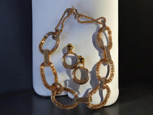Load image into Gallery viewer, Gold Chain with rhinestone Necklace Set with clip on earrings New
