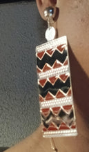Load image into Gallery viewer, Abstract large gold and burgundy enamel dangle Clip On Earrings
