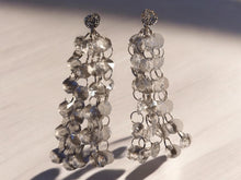 Load image into Gallery viewer, Handmade Clear Acrylic Chandelier  Dangle Earrings 5 inch clip on
