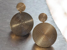 Load image into Gallery viewer, Small Hammered Metal Disc Clip On Earrings gold
