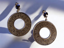 Load image into Gallery viewer, Rhinestone Clip On Hoop Earrings silver medium size
