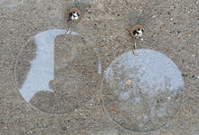 Load image into Gallery viewer, Handmade Minimalist Large clear acrylic Disc Earrings Clip on

