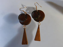 Load image into Gallery viewer, Handmade Natural Wood boho hoop Earrings pierced ears
