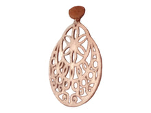 Load image into Gallery viewer, Hand painted boho Wood Design Clip On Earrings copper color
