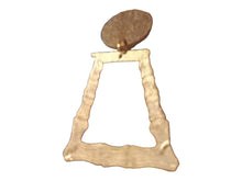 Load image into Gallery viewer, Handpainted Medium sized Wooden bamboo hoop Clip on Earrings 3 inch copper
