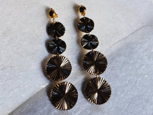 Load image into Gallery viewer, Handmade Hammered Metal  square Disc Clip On Earrings gold 4 inch
