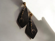 Load image into Gallery viewer, Handmade layered Wood Afro Pick Clip On Dangle Earrings
