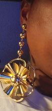 Load image into Gallery viewer, Handmade Giant Abstract Metal Flower Clip on Earrings 5 inch
