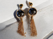 Load image into Gallery viewer, Handmade extra large Gold Metal ball and Chain Clip On Earrings gold
