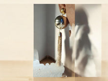 Load image into Gallery viewer, Handmade extra large Gold Metal ball and Chain Clip On Earrings gold
