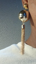Load image into Gallery viewer, Handmade extra large Gold Metal ball and Chain Clip On Earrings gold

