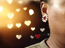 Load image into Gallery viewer, Faux pearl and crystal Heart Stud Clip On Earrings
