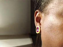 Load image into Gallery viewer, Colorblock Rhinestone Stud Clip On Earrings
