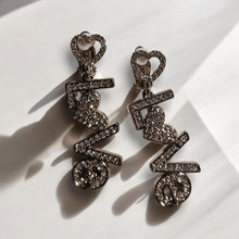Load image into Gallery viewer, Clip On Love design  Dangle Earrings silver
