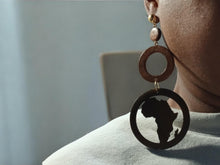 Load image into Gallery viewer, Handmade Extra Large Africa Wooden Earrings (pierced)
