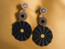 Load image into Gallery viewer, Hammered Metal and rhinestone Glam Clip On Earrings
