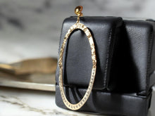Load image into Gallery viewer, Extra large Hammered Metal and rhinestone hoop Clip On Earrings gold
