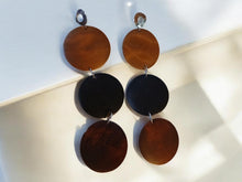 Load image into Gallery viewer, Extra Long 8 inch Handmade Wooden Disc Earrings

