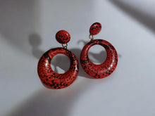 Load image into Gallery viewer, Small faux leather red Snake skin  Clip On Earrings
