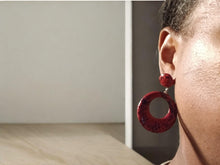 Load image into Gallery viewer, Small faux leather red Snake skin  Clip On Earrings

