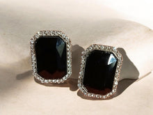 Load image into Gallery viewer, Vintage Chunky Rhinestone Stud cluster Clip On Earrings black stone

