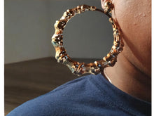 Load image into Gallery viewer, Giant Clip On Bamboo Hoop Earrings gold rare 4 inch

