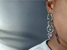 Load image into Gallery viewer, Classic multi hoop design Dangle Earrings pierced ears silver
