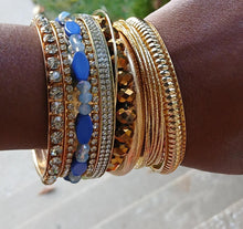 Load image into Gallery viewer, Chunky glam  boho gold metal Bangle Set 7
