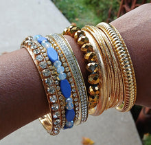 Load image into Gallery viewer, Chunky glam  boho gold metal Bangle Set 7
