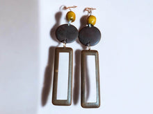 Load image into Gallery viewer, Handmade Natural Wood Geometric Design Earrings pierced ears
