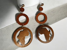 Load image into Gallery viewer, Handmade Extra Large Africa Wooden Earrings (pierced)
