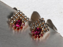 Load image into Gallery viewer, Rhinestone Stud Cluster Clip On Earrings gold
