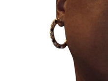 Load image into Gallery viewer, Minimalist Wood and Metal Hoop Earrings
