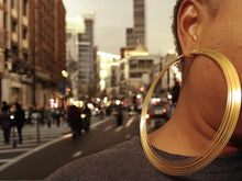 Load image into Gallery viewer, Rare Giant silver  wire Metal Hoop Earrings 6 inch silver
