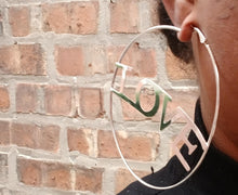 Load image into Gallery viewer, Large silver Love Hoop Earrings silver
