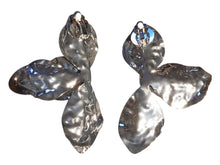 Load image into Gallery viewer, Handmade abstract Hammered Metal Charm flower Clip On Earrings gold 4 inch
