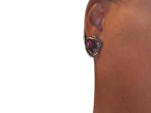 Load image into Gallery viewer, Rhinestone avant garde heart earrings pierced ears
