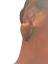 Load image into Gallery viewer, Large hand carved wood heart earrings pierced ears black color
