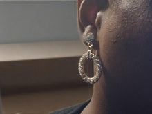 Load image into Gallery viewer, Small Rhinestone Hoop Clip On Earrings gold
