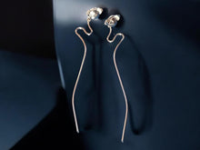 Load image into Gallery viewer, Extra Long  Handmade Metal  Clip On Earrings gold 6 inch
