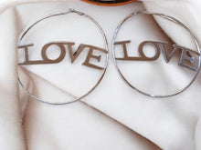 Load image into Gallery viewer, Large silver Love Hoop Earrings silver

