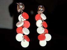 Load image into Gallery viewer, Vintage red and white acrylic Grapevine Cluster Clip On Earrings
