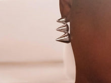 Load image into Gallery viewer, Chunky vintage silver metal spikes 3d Earrings (Pierced Ears)
